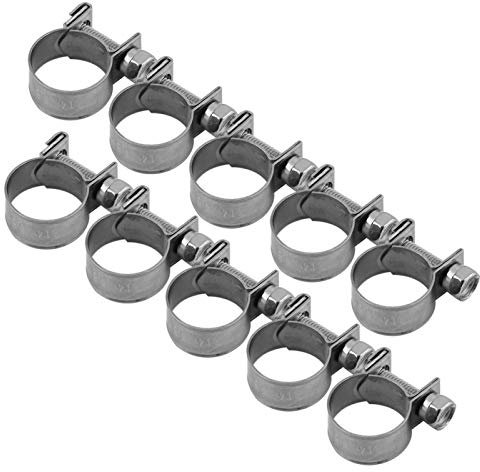 Fydun Abrazaderas de Manguera de Acero Inoxidable, 10 Piezas de Clips Ajustables de 6mm-20mm, Sujetadores Duraderos para Mangueras de Combustible, Agua, Aire y Silicona(14-16mm)