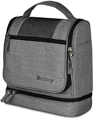 DELAWAY XXL Kulturbeutel zum Aufhängen [Design 2021] Große Kulturtasche für Damen, Herren mit Kofferhalterung und separatem Nassfach - Waschtasche für Männer & Frauen (Grau)