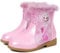 FStory&Winyee Schneestiefel Mädchen Prinzessin Schuhe ELSA Stiefel Kinder Winterstiefel mit Warmem Gefüttert Futter Gummistiefel Outdoor Schlupfstiefel Eiskönigin Kostüm Zubehör Karneval,Pink,28 EU