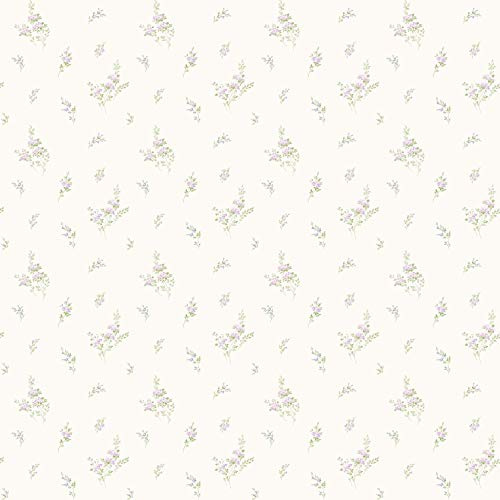 Galerie G67919 Miniatures 2 Small Flower Sprigs Design Wallpaper, Purple/White, 10m x 53cm