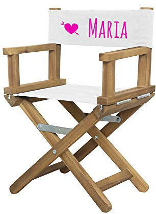 Geschenkegarten Personalisierter Regiestuhl für Babys (1-5 Jahre) mit Herzmotiv (Pink)