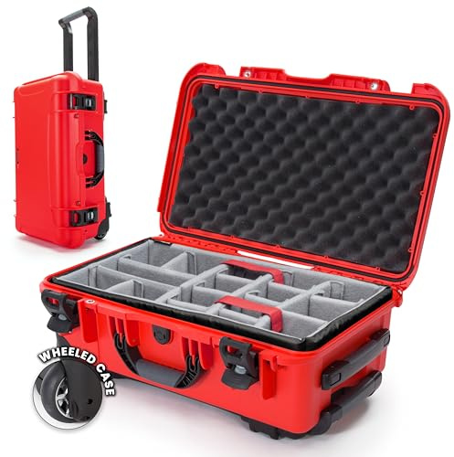 NANUK 935 Hard Case for Camera & Lenses with Padded Divider – Waterproof Equipment Case with Wheels, 22” x 14” x 9” – Dustproof, Impact Resistant, Carry-On Approved for Most Airlines – Red