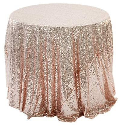 Herbests Glitzer Pailletten Tischdecke,Tischdecke Abwaschbar Rund 120cm,Tischläufer Stoff Tischtuch Tischwäsche Tafeltuch für Geburtstag, Hochzeit, Party, Halloween, Weihnachten,Rose Gold