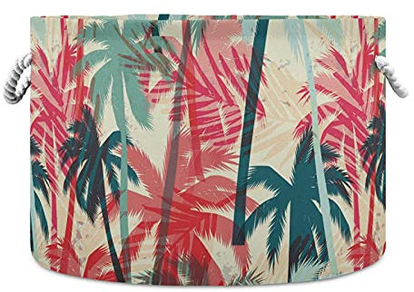 Panier de rangement rond coloré en forme de palmier et de feuilles - Pliable - Imperméable - Panier à linge pour chambre à coucher, placard, jouets, cadeaux