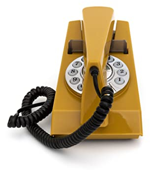 GPO Trim Telefono Fisso, con Filo, Quadrante con Tastierino e Suoneria a Campanello Autentica, per Casa e Hotel - Mostarda