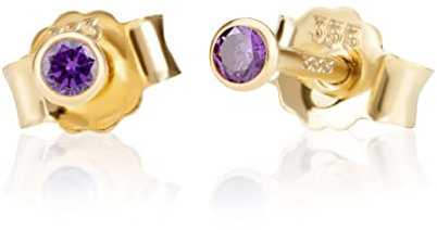 NKlaus Paar 2,0mm 333 Gelb Gold 8 Karat Ohrstecker Kristall Zirkonia Butterfly Verschluss Damen Mädchen 3331