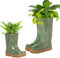 Dibor Set of 2 Flower Pot Planters - Small & Large Wellington Boot Plant Pot Summer Wedding Anniversary Gardening Gift Set (Green)
