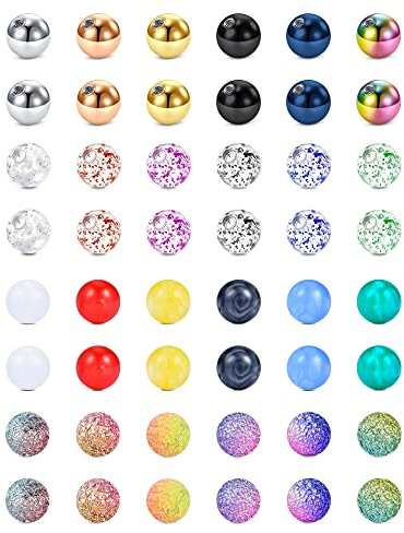 AceFun 1.2mm 16G Piercingkugeln 3 mm 3,5 mm Ersatzkugeln Außengewinde aus Chirurgenstahl Acryl-Kunststoffkugeln Helix Tragus Piercingringe Teile glänzende Kugel Stahlkugel
