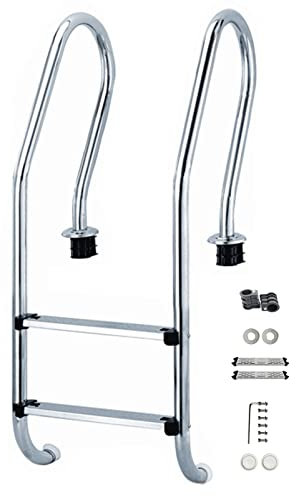 Lsoiup Escalera para Piscina Escalera para Piscina enterrada Escalera para Piscina 2 peldaños (Carga máxima 200 kg, Acero Inoxidable 304, diámetro de tubería 4,2 cm)