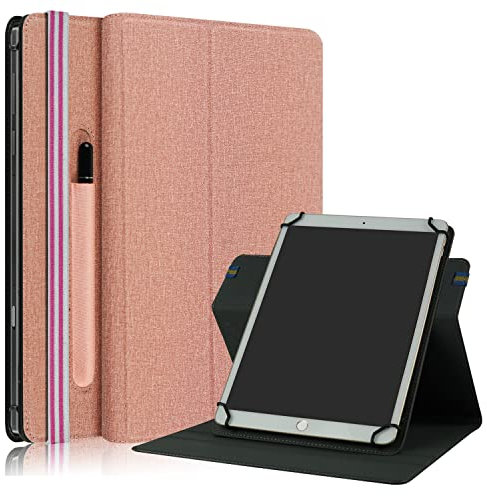 DINGGUAGUA Étui Universel Tablette de 10.1 Pouces, nt avec Fonction Support Rotatif à 360°,pour iPad 9.7 10.2, Samsung tab10.5, Huawei T10, Lenovo,Acer,Dell, HP,Étui Tablette 9-11Pouces,Or Rose