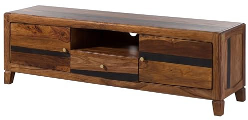 MASSIVMOEBEL24.DE | Ancona TV-Board aus Massivholz #210 | aus Sheeshamholz - Dunkelbraun, lackiert | 175 x 45 x 55 cm | 1 Schublade + 3 Fächer | Lowboard
