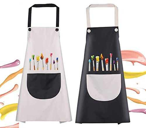 Ruikdly Delantal Infantil Pintura 2 Piezas Niños Artista Delantales Delantal Cocina Niña Niño Ajustable Delantal Infantil Ajustable impermeable Para Pintura Artística, Cocinar, Hornear (6-8 Años)