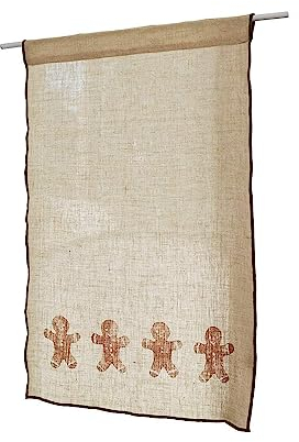 Loberon Scheibengardine Gingerbread, mit weihnachtlichem Lebkuchenmännchen-Print, lichtdurchlässig, weihnachtliche Textilien, Weihnachtsstimmung, Weihnachtsdeko, Weihnachten, Leinen, leinen