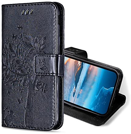 KANVOOS Funda para Huawei Mate 20 Lite, Funda Tapa Libro Movil de Cuero PU, Ranura para Tarjeta Plegable Billetera Carcasa para Huawei Mate 20 Lite (Negro)