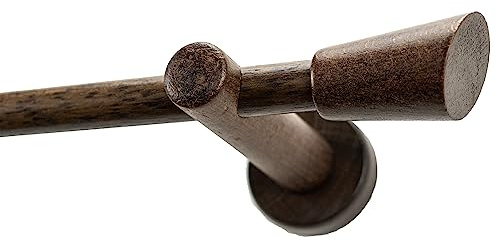 Garesa Gardinenstange Molis Ø 20mm, 1-läufig, Nussbaum I Stabile Vorhangstange ohne Ringe I Mit Endknopf Keil I Auch für mittelschwere Vorhänge I 330cm