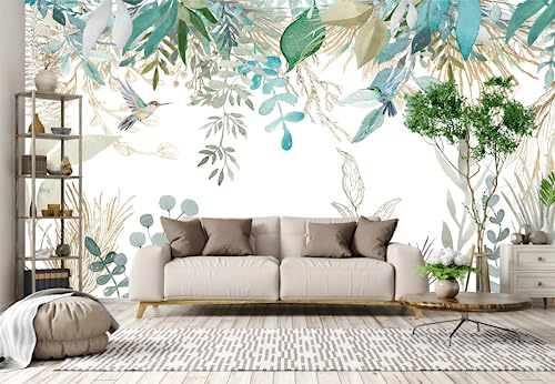 Audace Liberté® Papier Peint Panoramique Soie 355 x 250 cm sur mesure taille Fresque Murale 3D Plantes Tropicales Feuilles Fond De Fleurs pour Salon Chambre Décoration Murale
