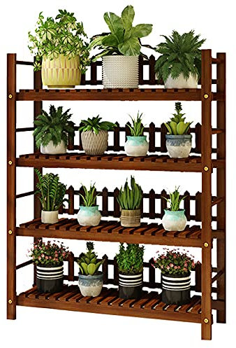 Supporto per piante in legno per fioriera a più livelli, supporto per balcone interno per giardino esterno, supporto per fioriera con scala in legno per fioriera a 4 livelli, 90cm