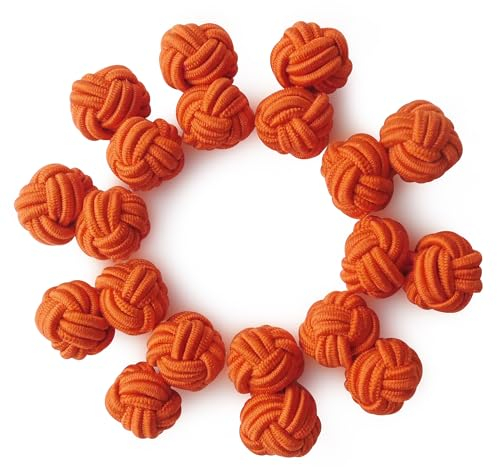HONEY BEAR 5 Paar Herren/Damen Seide Stoff Knoten Seidenknoten Manschettenknöpfe Set (Orange ohne Box)