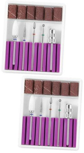 minkissy 2sets Nail Drill Bits for Electric Manicure Machine Professional Nail Care Kit Grinding Head and Polishing Tool