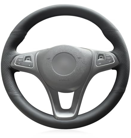 MEWANT Handgenähter Schwarzer Echtleder Lenkradbezug für W205 C117 C218 W213 X156 X253 W166 X166 W447 W470