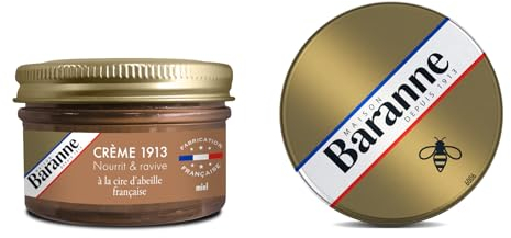 Baranne - Crème Cirage MIEL - Cire D'Abeille Française - Entretien Chaussure Cuir - Ravive Les Couleurs, Nourrit et Assouplit - Soin en profondeur et Brillance Supérieure Longue Durée - Pommadier 50mL