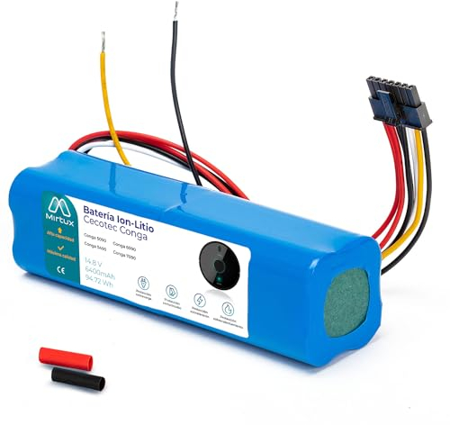 MIRTUX Kit Batería Li-Ion 6400 mAh 94.72Wh 14.8V para Conga 5090 5490 6090 7090 - Recambio de Batería para Conga de Calidad - Accesorios para Conga de Alta Eficiencia - Repuesto