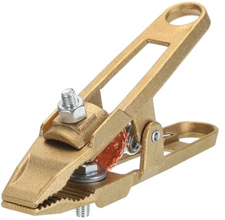 sourcing map 600A Brass A-Shape Welding Machine Grounding Clamp Earth Ground Cable Copper Grip Clip for Welding Machine