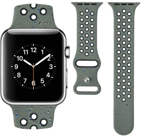 Shesyuki Sport Band Compatible with Apple Watch Band 42mm 44mm 45mm 49mm for Women Men, Breathable Soft Silicone Strap for iWatch Series SE 9 8 7 6 5 4 3 2 1 Ultra 1 2(green)