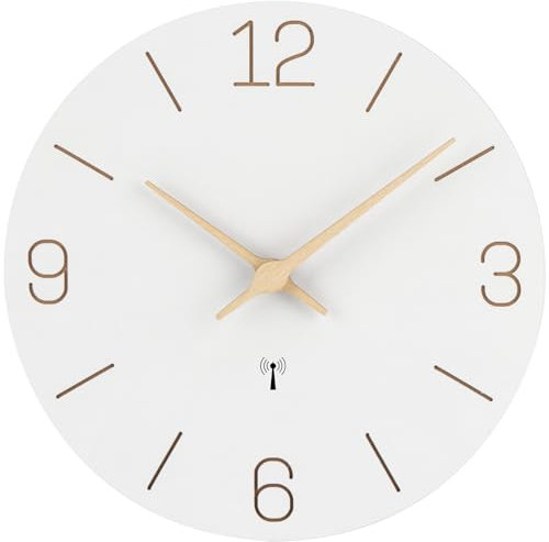 Warminn Funkuhr MDF Holz Wanduhr Ohne TickgeräUsche Lautlos 30cm Quarz Batterie Groß Einfach zu Lesen für Zimmer Zuhause KüChe Schlafzimmer Büro Schule
