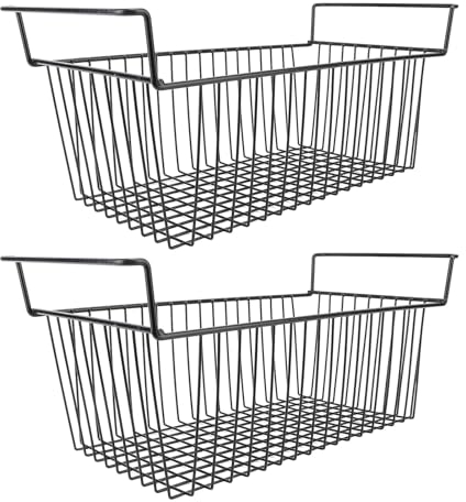 Acouto 2 Bacs de Rangement pour Congélateur Coffre, Paniers Empilables en Fil Métallique pour Fruits et Légumes (L63 cm X L27 cm X H29 cm (poignée de 9 cm))
