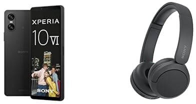 Sony Xperia 10 VI - 6,1 21:9 OLED, 5.000 mAh Akku, DREI optische Brennweiten, 3,5mm Audio, Android 14, IP65/68, Dual SIM, schwarz, 24+12 Monate Garantie [Amazon Exklusiv] + Bluetooth Kopfhörer