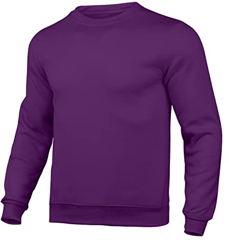 2024 Nuovo - Mens Slim Autunno Casual Solido O Collo Maglione Top Color Girocollo Lungo Autunno Tasca Manica Lunga Uomo Camicetta Pantaloni Vestito Uomo, Viola, 3XL