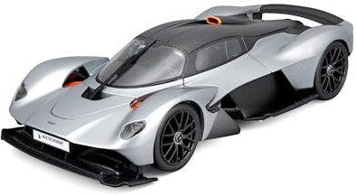Maisto Aston Martin Valkyrie (2022): Modellauto im Maßstab 1:18, Motorhaube, Kofferraum und Türen beweglich, Silber (531465S)