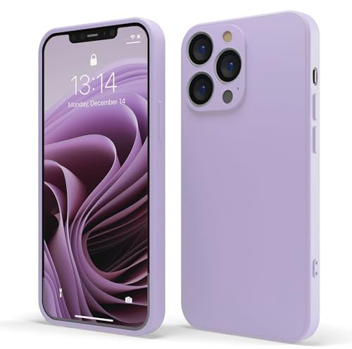 Red Ember Custodia antiurto per iPhone, ultra sottile, protettiva in silicone liquido con finitura opaca, con morbida fodera in microfibra antigraffio (Lilla, iPhone 15 Pro Max)