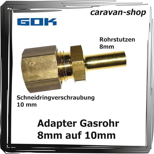 Gas Adapter für Gasrohr 8 auf Gasrohr 10 mm Propan Flüssiggas Reduzierung caravan Wohnmobil