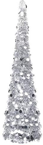 JQQJZLC Albero di Natale Artificiale Pop-up con Supporto in Metallo Decorazioni per la casa, Si Apre in pochi Secondi Argento 180 cm Pet alla Moda