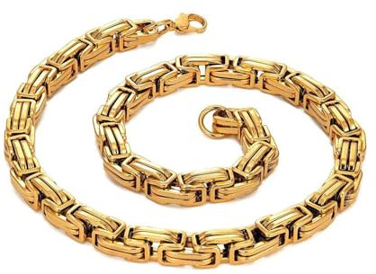 Bishilin Kette Edelstahl Herren 51CM, Halskette ohne Anhänger 10MM Königskette Partnerkette Hip Hop Ketten Männer Personalisiert Gold