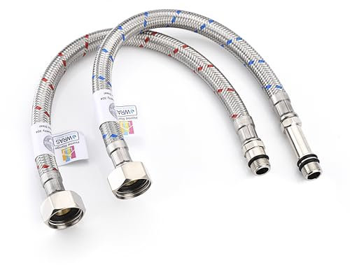 Home Range 300mm WRAS Approved 2 x M12 x 1/2” |5 Lengths| BSP Flexible Hose Pipe Tails, Replacement Kitchen Sink/Bathroom Basin Monobloc Tap Connectors, 304 Stainless Steel Braided Flexi Pipes