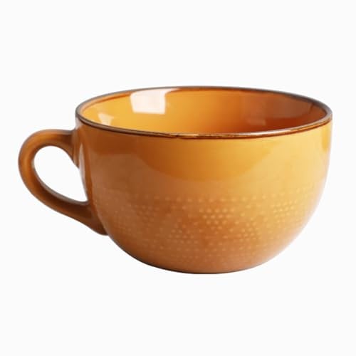 Arawat 700 ML Large Mugs Ceramic Cups with Handles Cute Coffee Cup Ceramic Tea Mug with Spoon Coffee Tea Cereal Bowls Porcelain Large Mugs for Hot Drinks Blue Soup Giant Mug