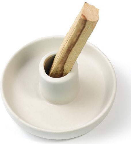 BEYLAB Palo Santo Halter, Räucherstäbchenhalter für Palo Santo Sticks Brenner räucherholz, Meditations Yoga Holz Brenner Schüssel Ständer mit Aschenfänger Modern Minimalistisch - Reines Weiß
