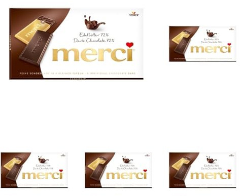 merci Tafelschokolade Edelbitter 72% – 5 x 100 g – Feinste Täfelchen aus Edel-Bitterschokolade – Schokolade in Goldpapier verpackt
