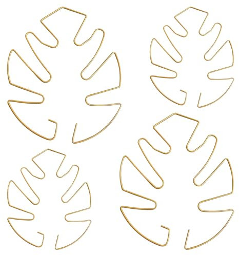 4Pcs Monstera Plant Support, 2 Size Leaf Shaped Golden Plant Support Climbing Plant Stem Stand Hooks, Monstera Stabilizer Stakes Grapple Holder Clamp Set for Thriving Growth Plant