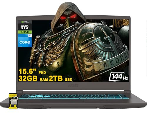 MSI Thin 15 Gaming Laptop 15.6 FHD IPS 144Hz Intel 8-core i5-13420H (>i7-11800H) 32GB RAM 2TB SSD GeForce RTX 4050 USB-C Backlit Win11 w/ICP Hub