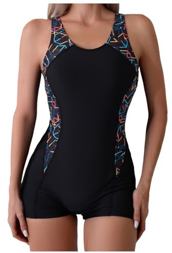 Generisch Eleganti prendisole da donna Nuovo Arrivato Costumi da bagno completamente coprenti, costume da bagno sportivo Costume da bagno con ferretto Coppa D, Nero , M