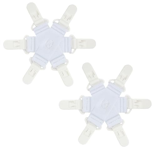QOPAHI Lot de 2 draps démêlants avec 6 clips, housses de couette/couvertures contre les nœuds, les torsions et les bouloches dans le sèche-linge, la machine à laver et le sèche-linge, 2 pièces (blanc)