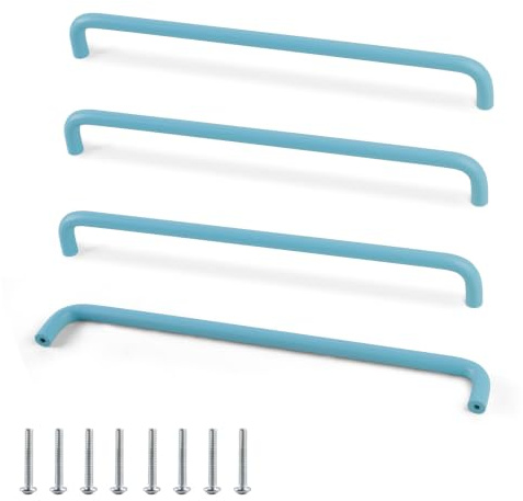 SPDYCESS 4 Stück Bunte Küchengriffe aus Aluminium 256mm Lochabstand | Schranktürgriffe mit Schrauben Schubladengriffe für Küche Schlafzimmer, Bunte