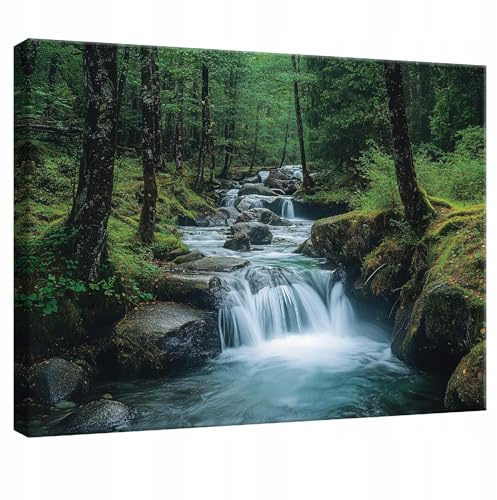 WallArena Leinwand Bilder Wasserfall 40x30 cm | Leinwandbilder, Bild auf leinwand, Format: 40x30 cm (BxH) - einteilig auf Canvas Leinwand. Das Leinwand Bilder ist in