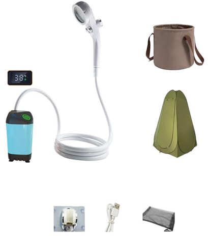Xanorrg Pompe da Campo Doccia Campeggio USB Outdoor Ricaricabile con La Testa Elettrica Portatile per Escursioni in Campeggio Portatile