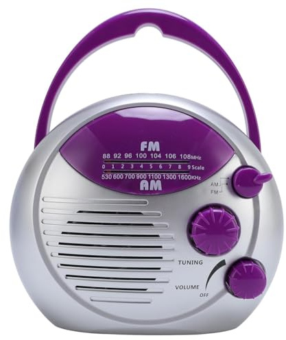Shower Radio, Portable AM FM Hanging Wireless Shower Radio, Waterproof Battery Operated Radio Built in Speaker Audio for Home,Hot Tub,Bathroom,Outdoor