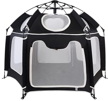 ERYUE Baby-Laufstall mit Popup-Design und Mesh-Seitenwänden für den Innen- und Außenbereich, UPF50+ UV-Schutz für Babys Kleinkinder, Grau (Schwarz)